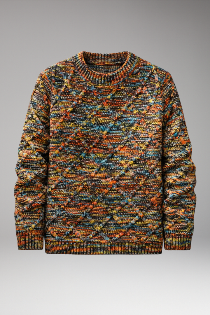 Men's Jumper with Diamond Pattern Texture