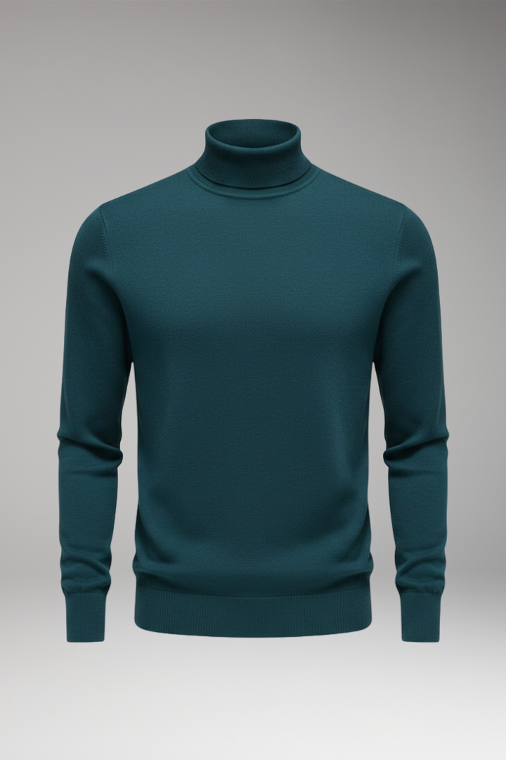 Men’s Jumper with High Neck and Ribbed Trim