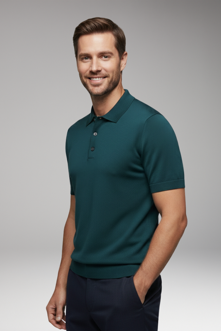 Men’s Jumper with High Neck and Ribbed Trim