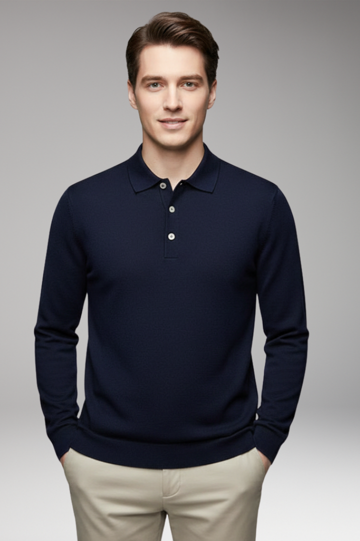 Men’s Jumper with High Neck and Ribbed Trim