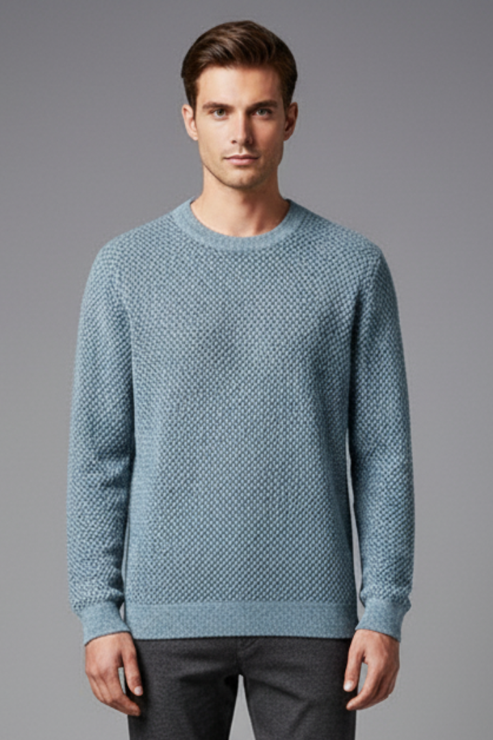 Men’s Jumper with Textured Knit and Long Sleeves