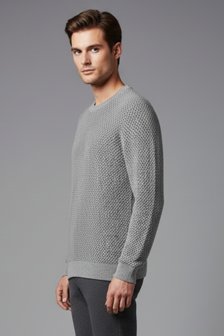 Men’s Jumper with Textured Knit and Long Sleeves