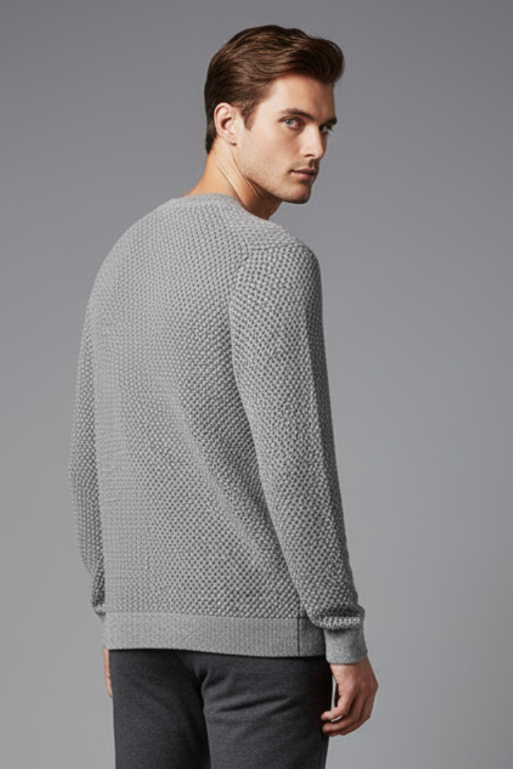 Men’s Jumper with Textured Knit and Long Sleeves