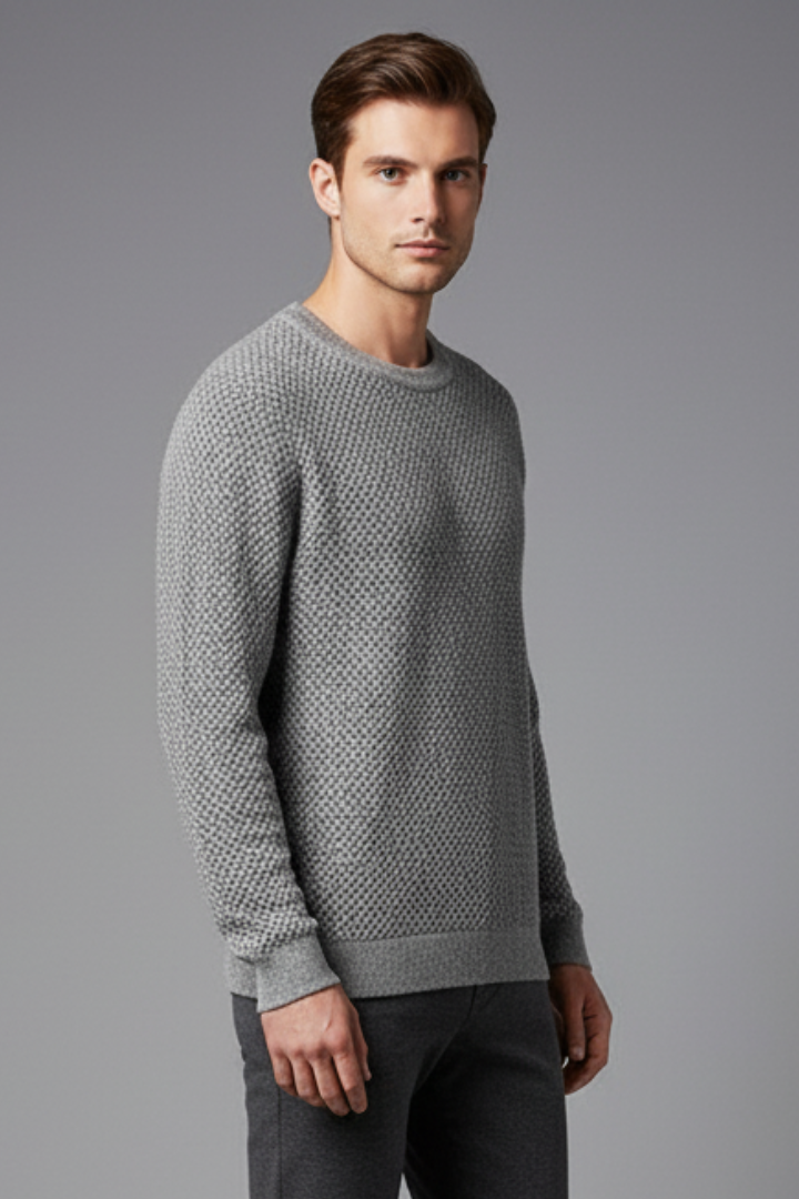 Men’s Jumper with Textured Knit and Long Sleeves