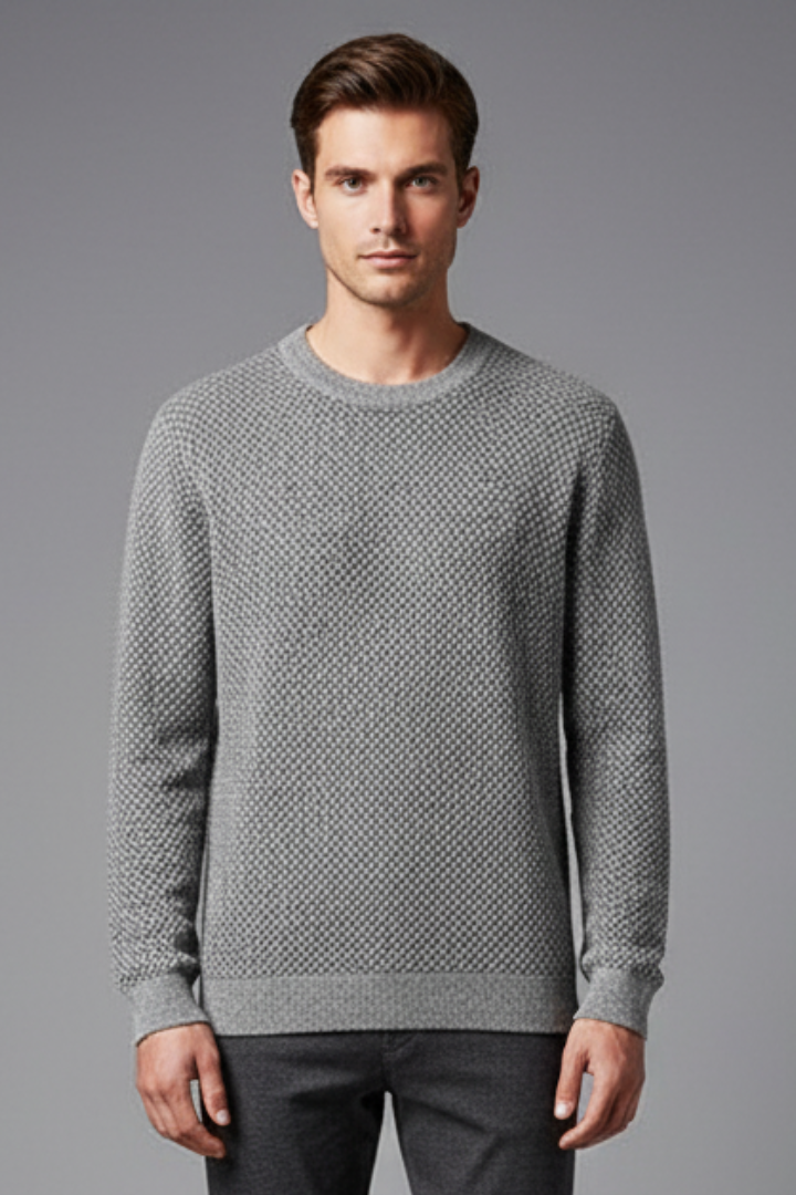 Men’s Jumper with Textured Knit and Long Sleeves