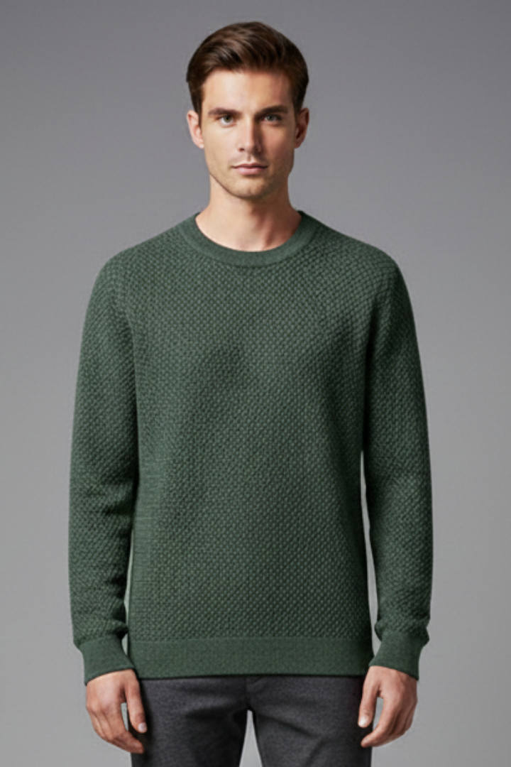Men’s Jumper with Textured Knit and Long Sleeves