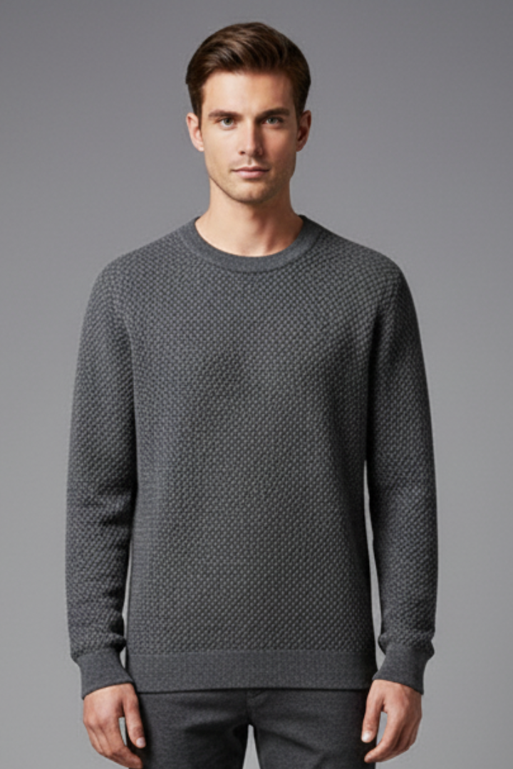 Men’s Jumper with Textured Knit and Long Sleeves