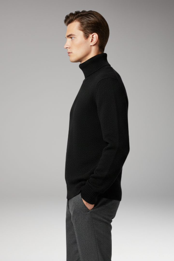 Men's Jumper with Turtleneck and Ribbed Cuffs