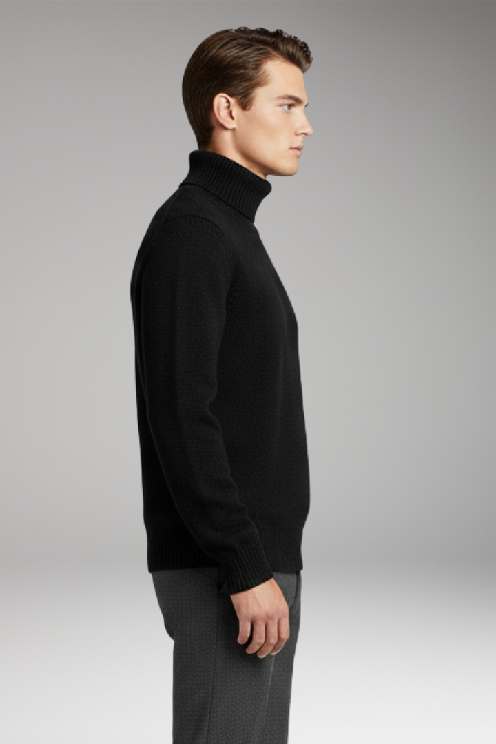 Men's Jumper with Turtleneck and Ribbed Cuffs
