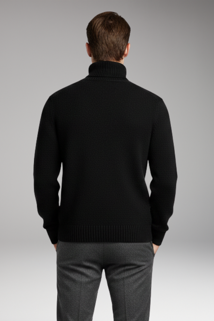 Men's Jumper with Turtleneck and Ribbed Cuffs