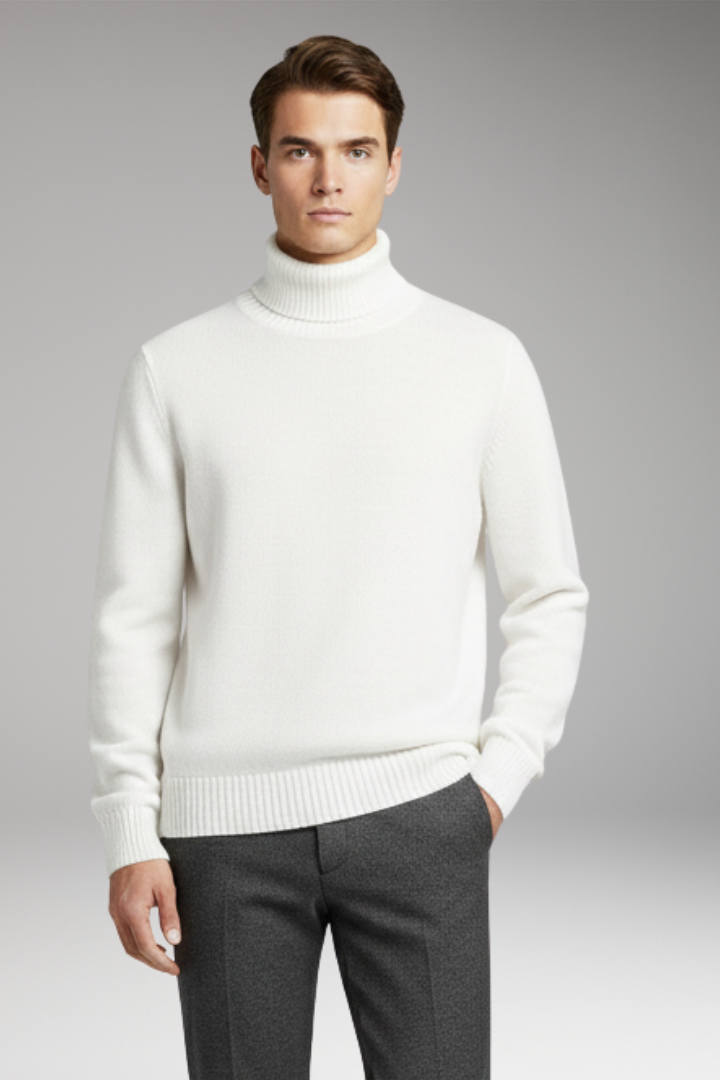Men's Jumper with Turtleneck and Ribbed Cuffs