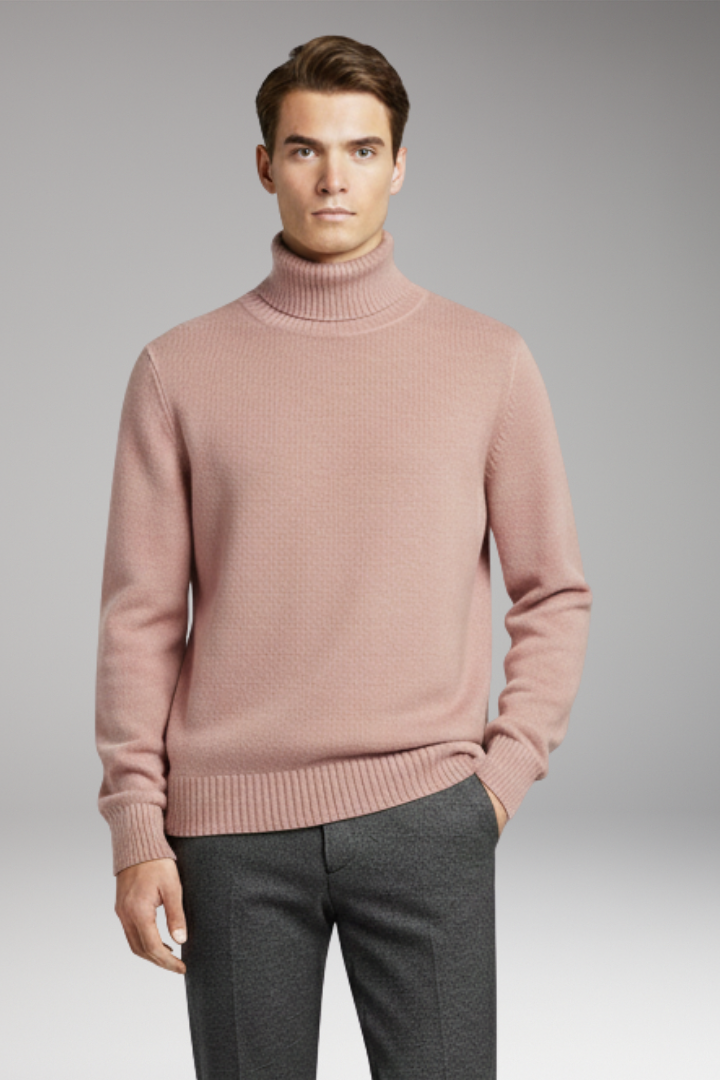 Men's Jumper with Turtleneck and Ribbed Cuffs