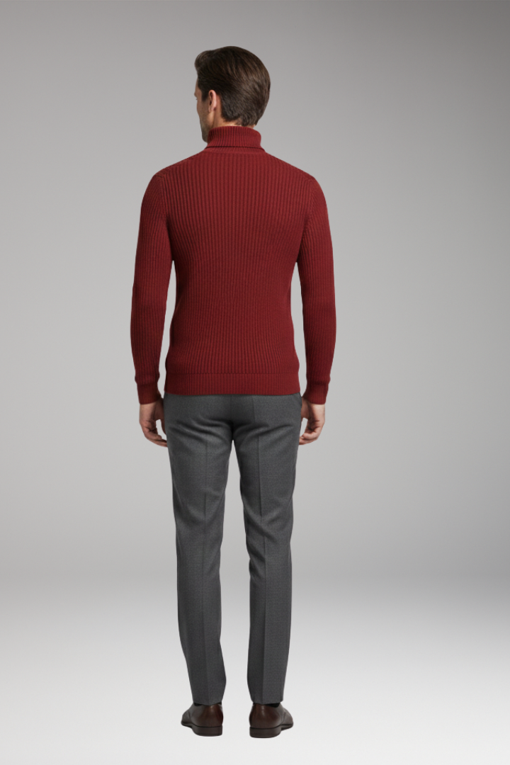 Men’s Jumper with Turtleneck and Ribbed Texture