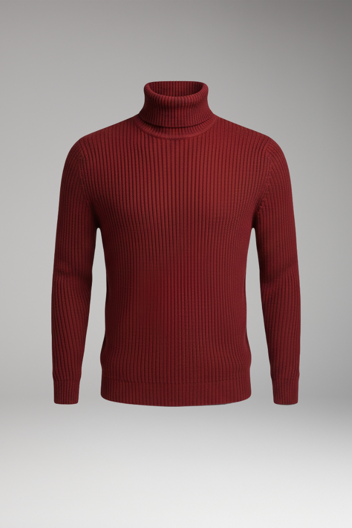 Men’s Jumper with Turtleneck and Ribbed Texture