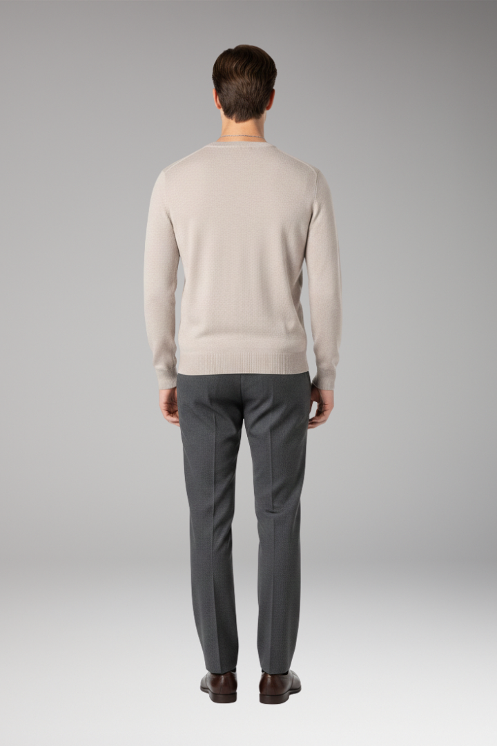 Men’s Jumper with V-Neck and Ribbed Trim