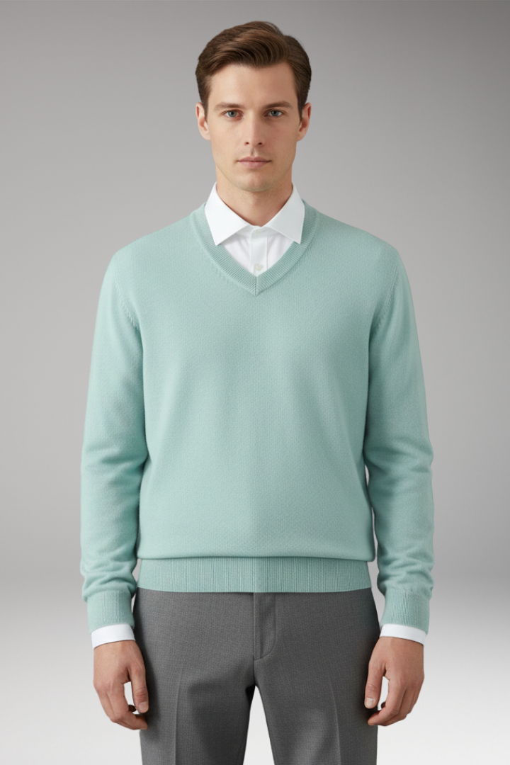 Men's Jumper with V Neck and Loose Fit