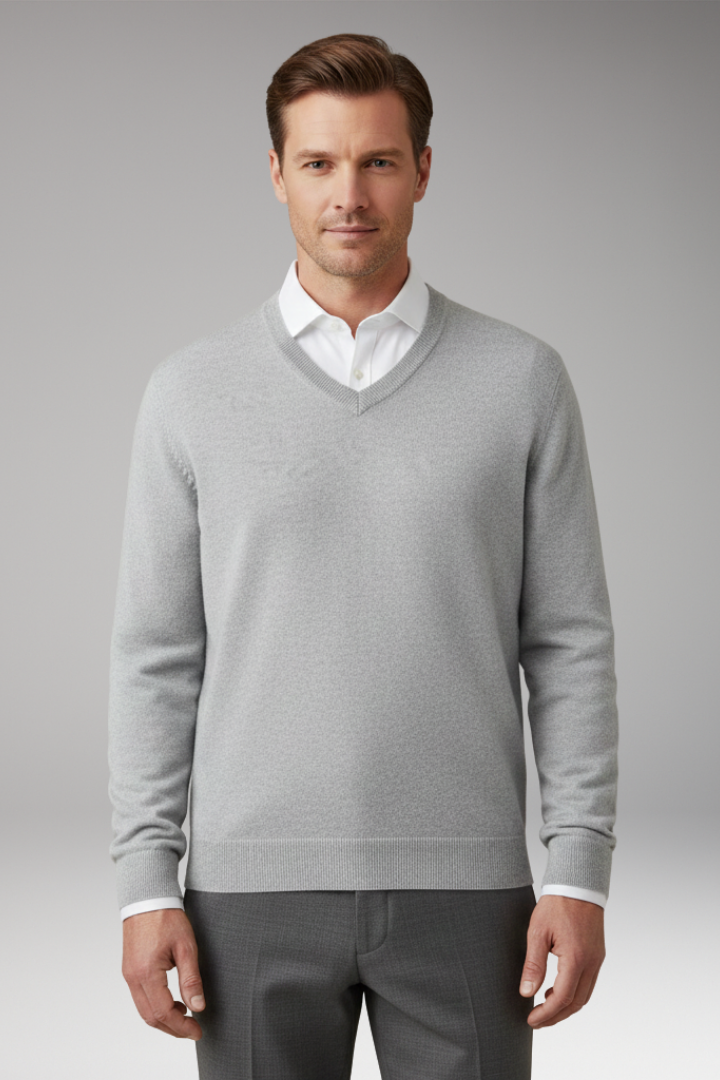 Men's Jumper with V Neck and Loose Fit