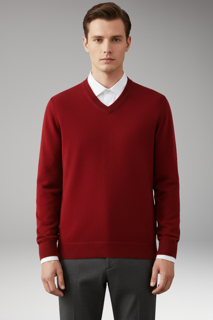 Men's Jumper with V Neck and Loose Fit