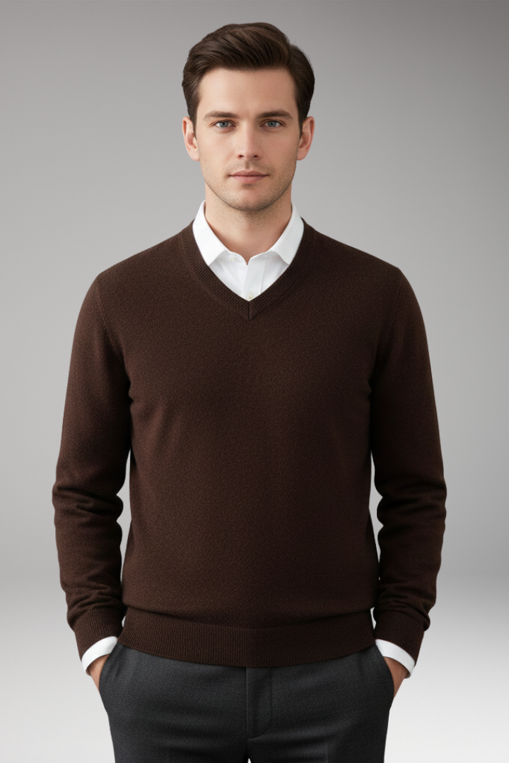 Men's Jumper with V Neck and Loose Fit