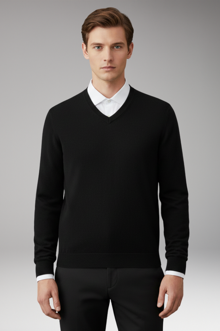 Men's Jumper with V Neck and Loose Fit