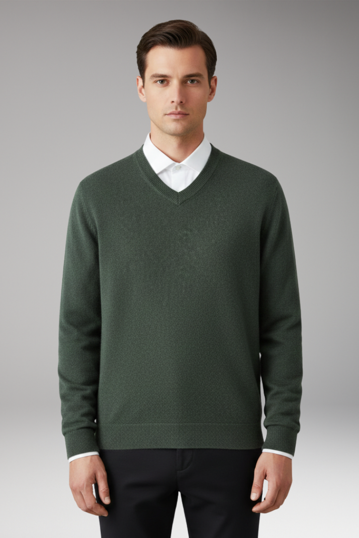 Men's Jumper with V Neck and Loose Fit