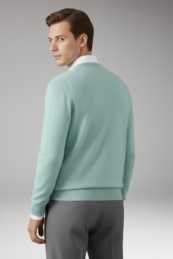 Men's Jumper with V Neck and Loose Fit