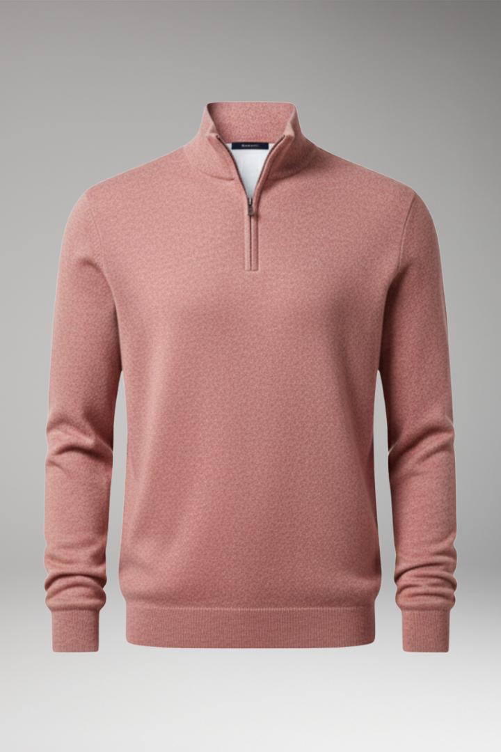 Men’s Jumper with Zip Neck and Textured Surface