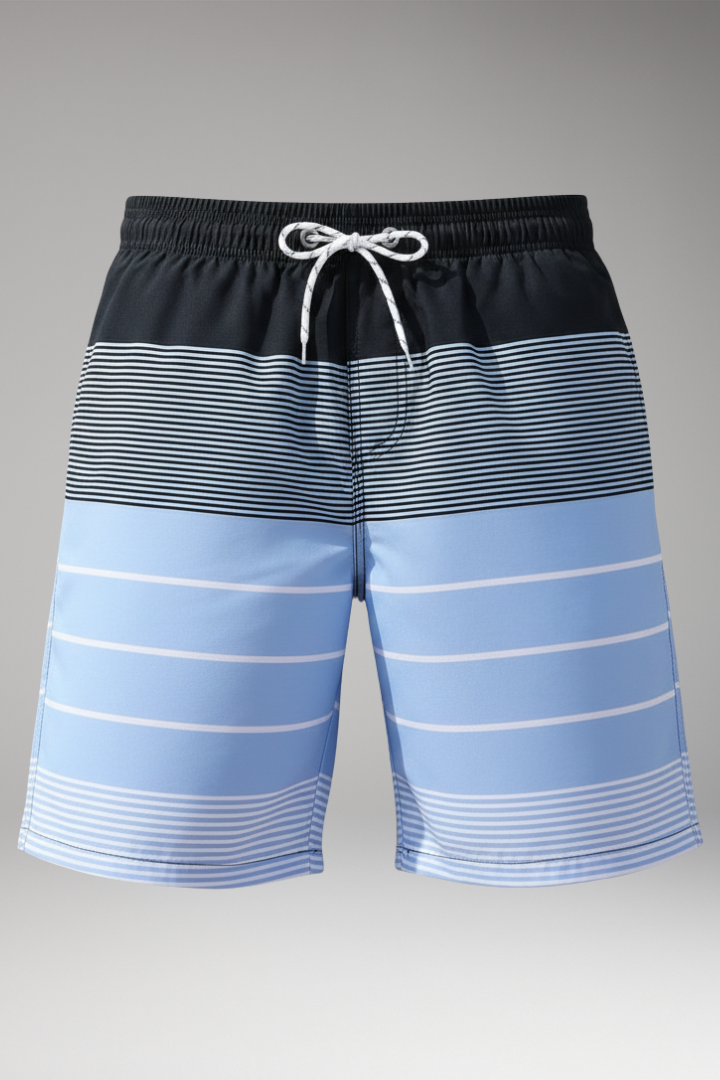 Men’s Swim Shorts with Drawstring and Striped Pattern