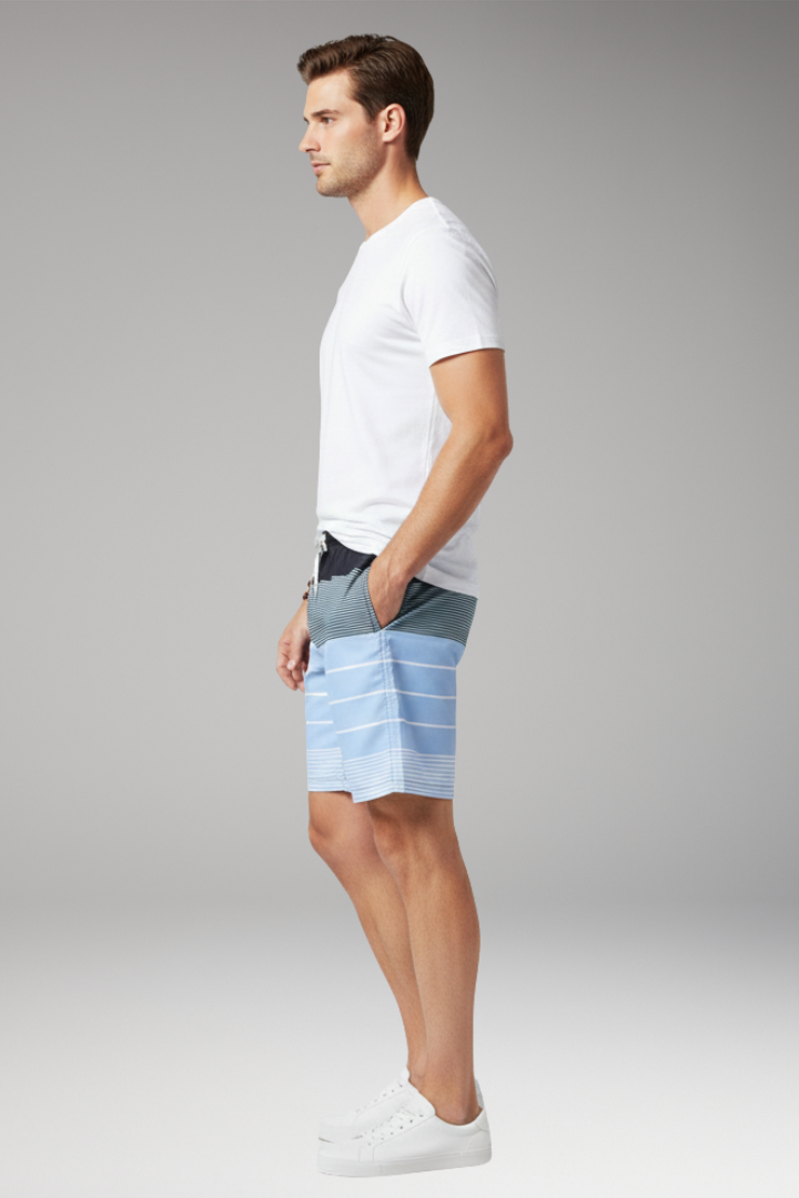 Men’s Swim Shorts with Drawstring and Striped Pattern