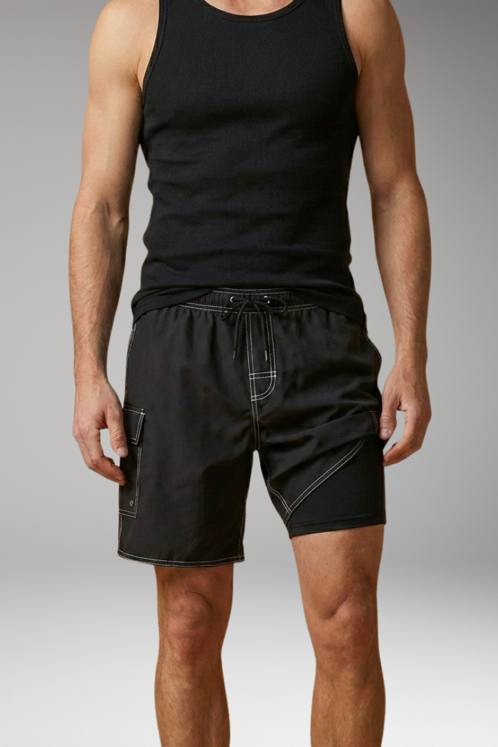 Men’s Swim Shorts with Elastic Waistband and Drawstring