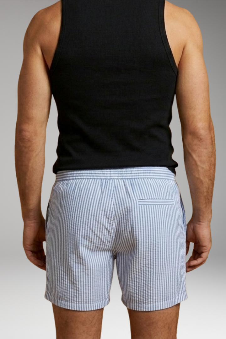 Men’s Swim Shorts with Striped Design and Drawstring Waistband