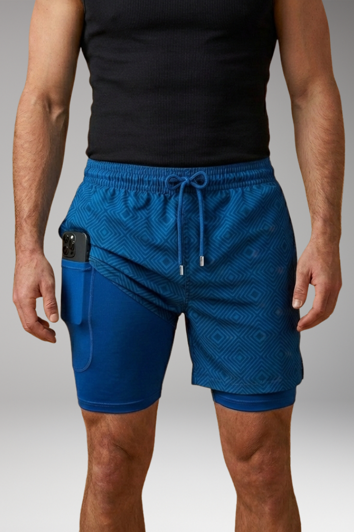Men’s Swim Shorts with Elastic Waistband and Printed Pattern