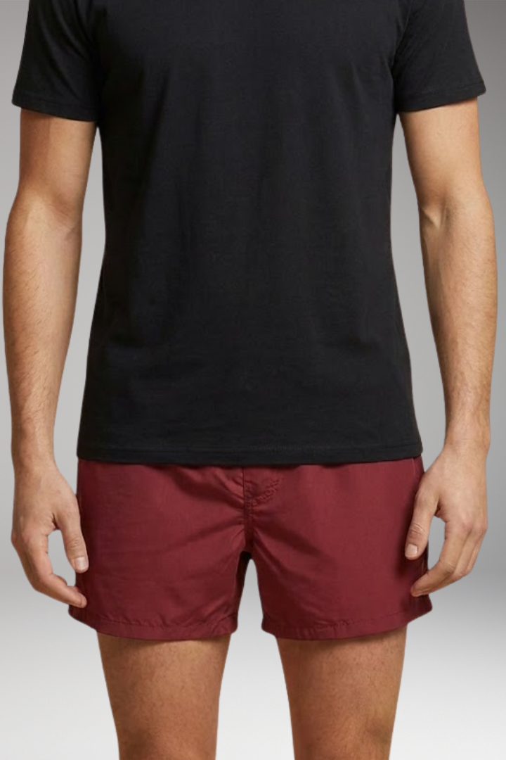 Men’s Swim Shorts with Elastic Waistband and Zipper Pockets
