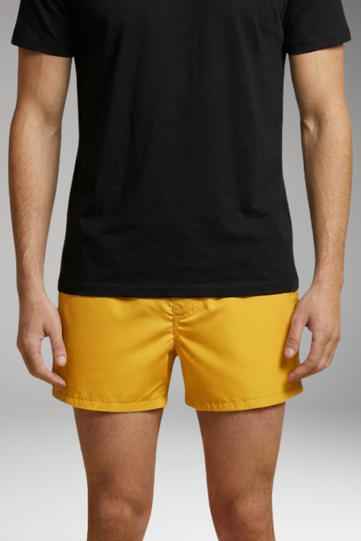 Men’s Swim Shorts with Elastic Waistband and Zipper Pockets