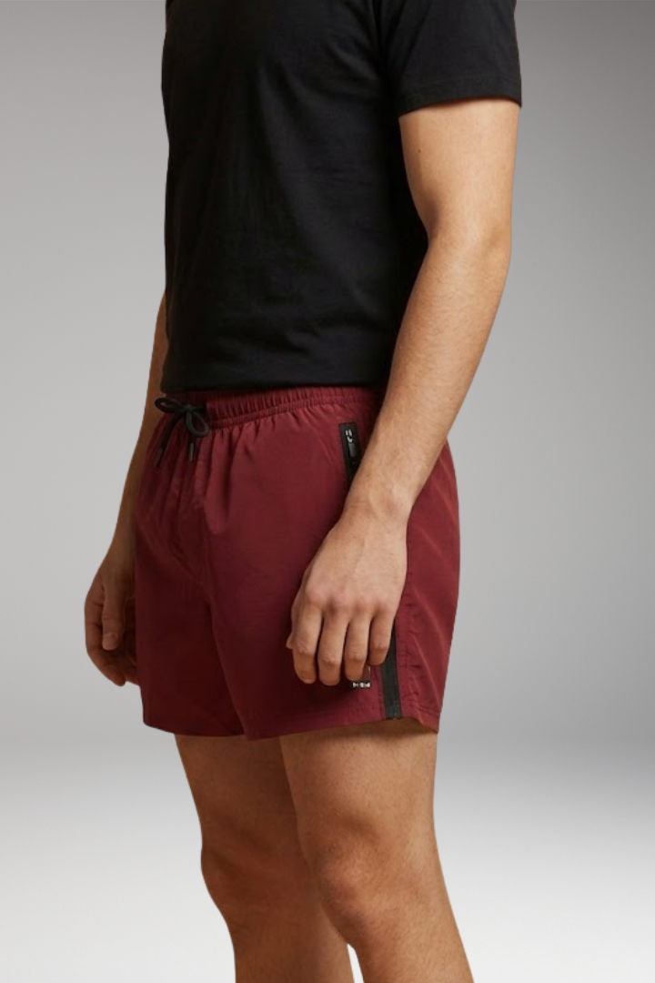 Men’s Swim Shorts with Elastic Waistband and Zipper Pockets
