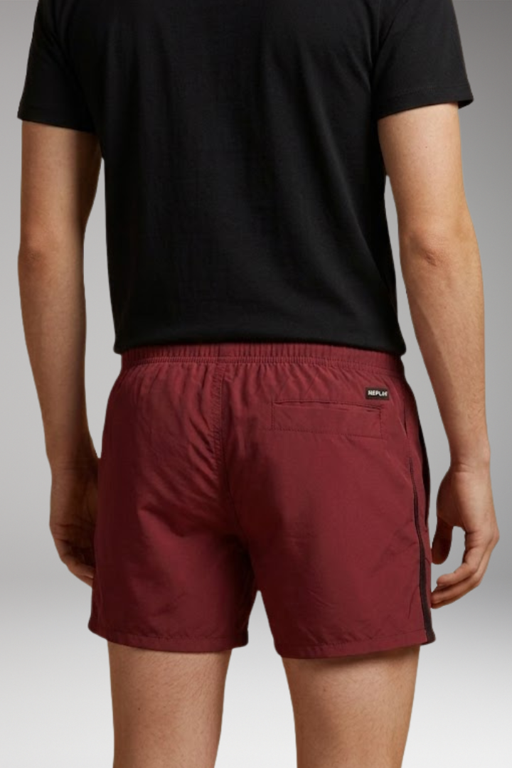 Men’s Swim Shorts with Elastic Waistband and Zipper Pockets