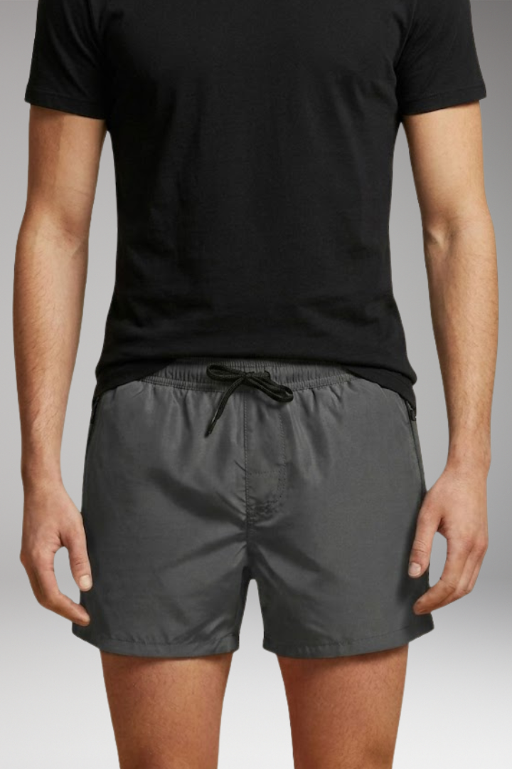 Men’s Swim Shorts with Elastic Waistband and Zipper Pockets