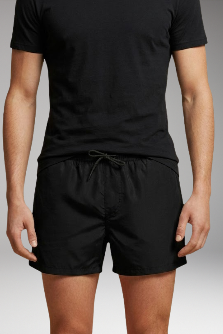Men’s Swim Shorts with Elastic Waistband and Zipper Pockets
