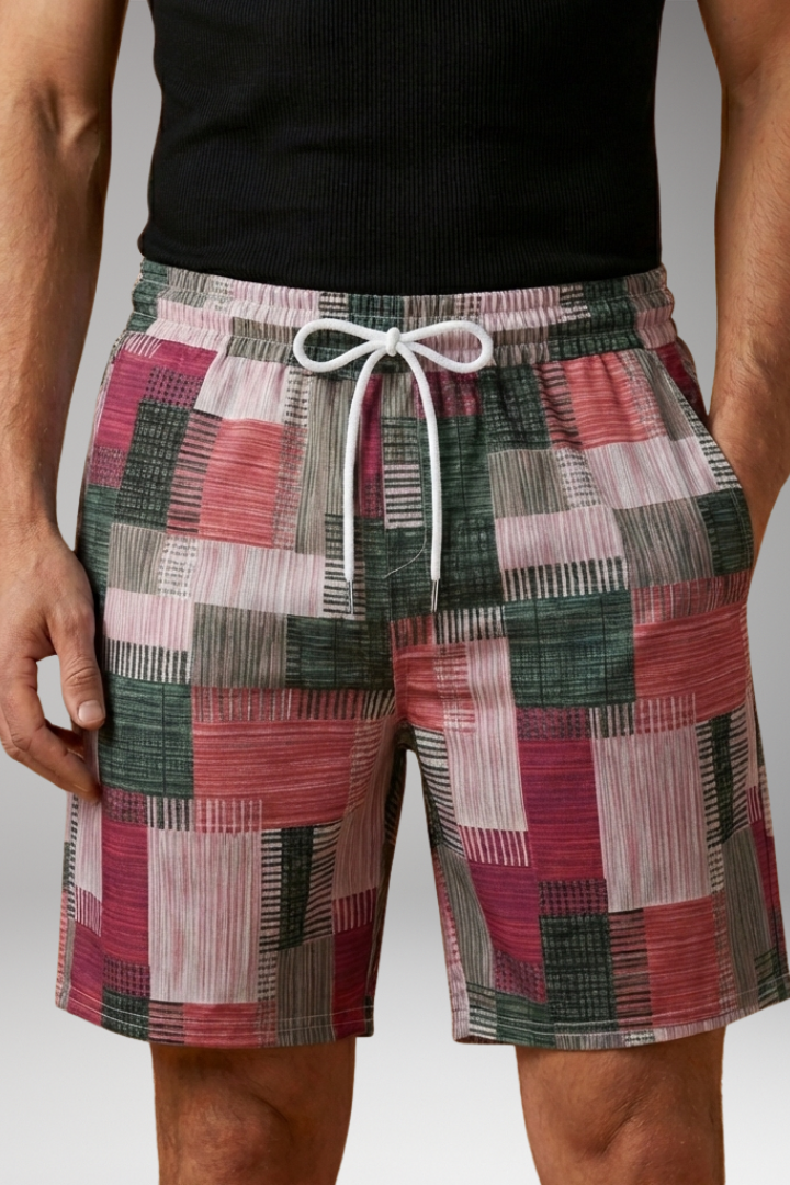 Men’s Swim Shorts with Graphic Pattern and Elastic Waistband