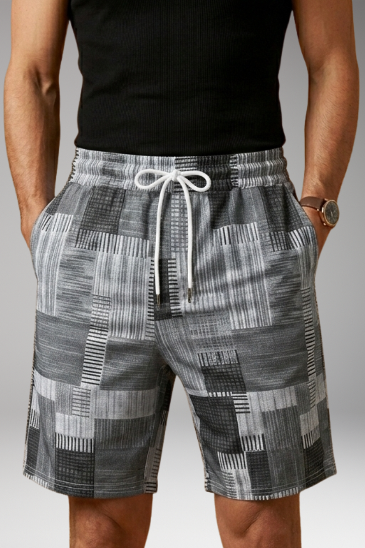 Men’s Swim Shorts with Graphic Pattern and Elastic Waistband