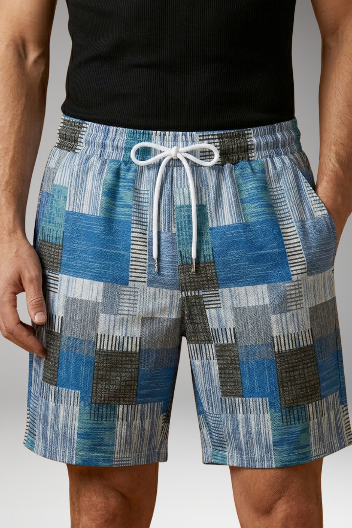 Men’s Swim Shorts with Graphic Pattern and Elastic Waistband
