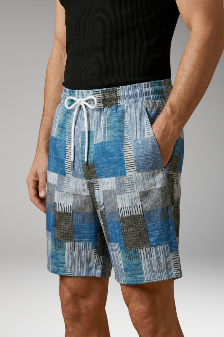 Men’s Swim Shorts with Graphic Pattern and Elastic Waistband