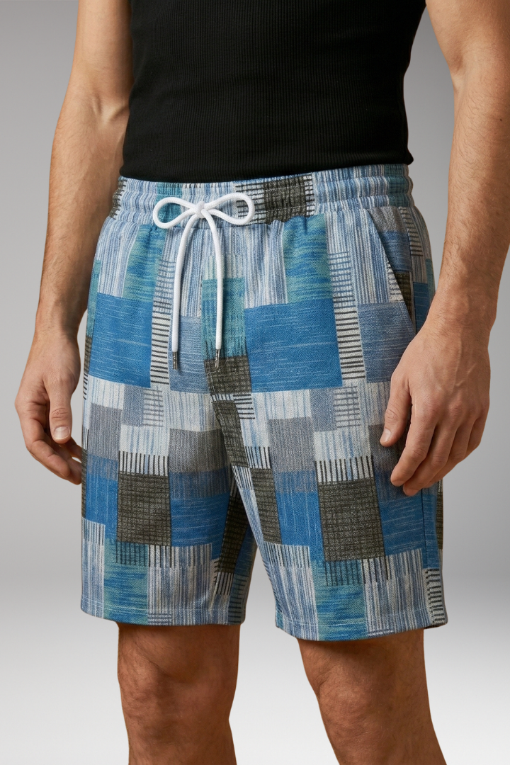 Men’s Swim Shorts with Graphic Pattern and Elastic Waistband