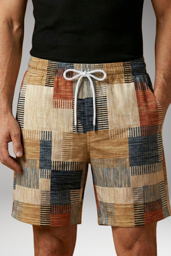 Men’s Swim Shorts with Graphic Pattern and Elastic Waistband