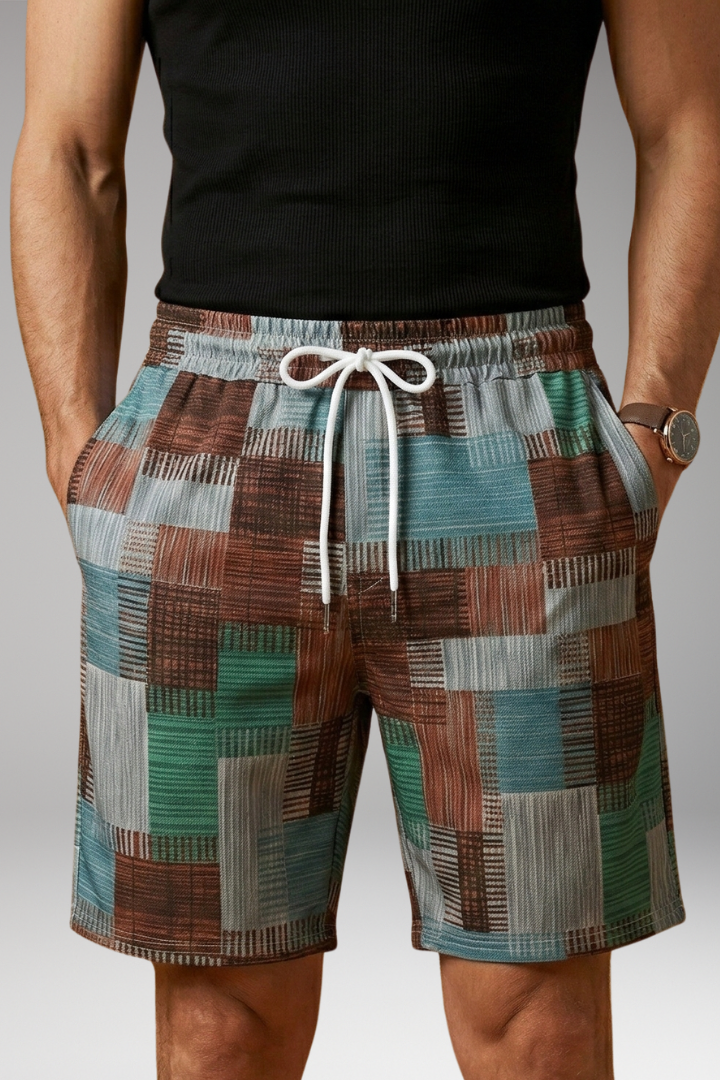 Men’s Swim Shorts with Graphic Pattern and Elastic Waistband
