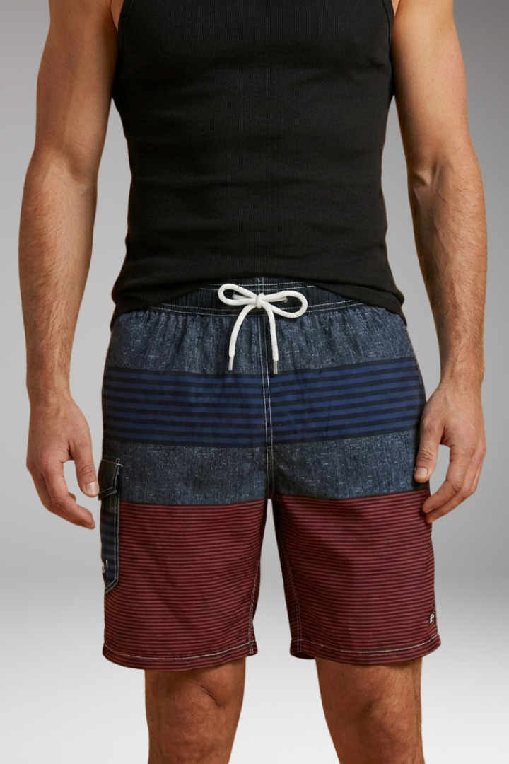 Men’s Swim Shorts with Stretch Waistband and Tropical Print