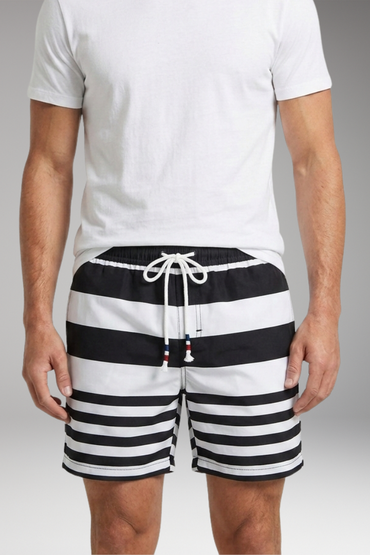 Men’s Swim Shorts with Striped Pattern for Swimming and Beach Activities