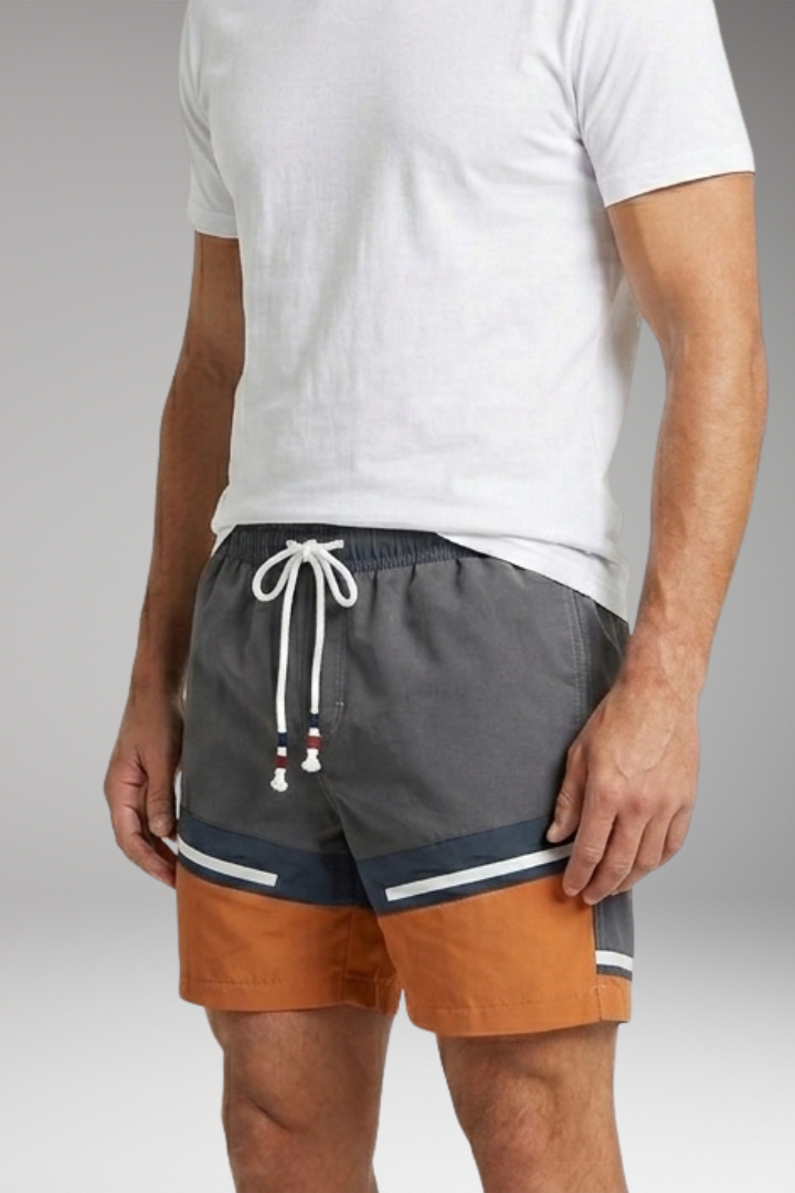 Men’s Swim Shorts with Striped Pattern for Swimming and Beach Activities