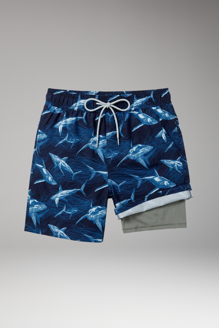 Men's Swim Shorts with Vibrant Designs and Elastic Waistband