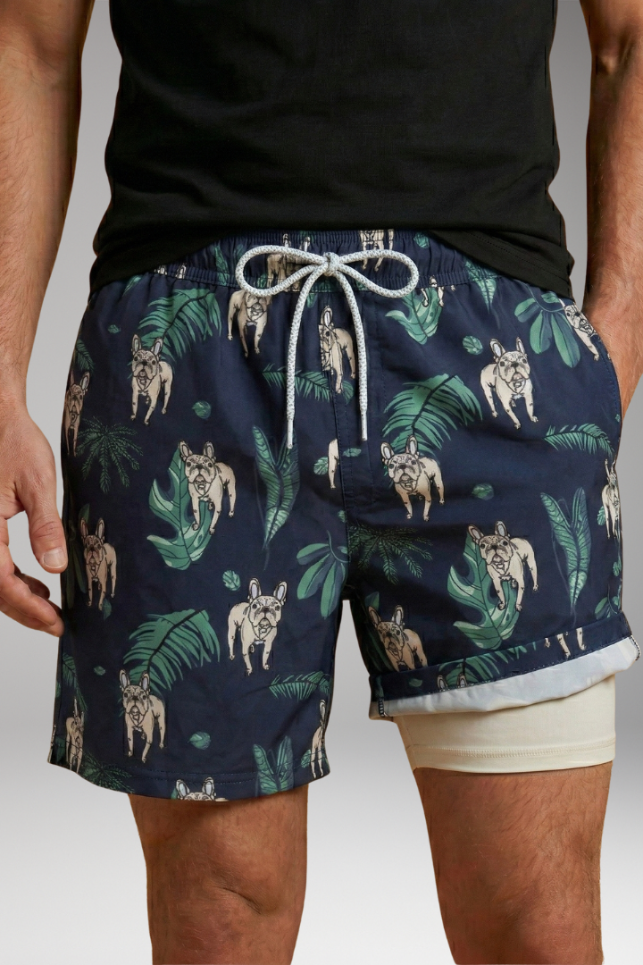 Men's Swim Shorts with Vibrant Designs and Elastic Waistband